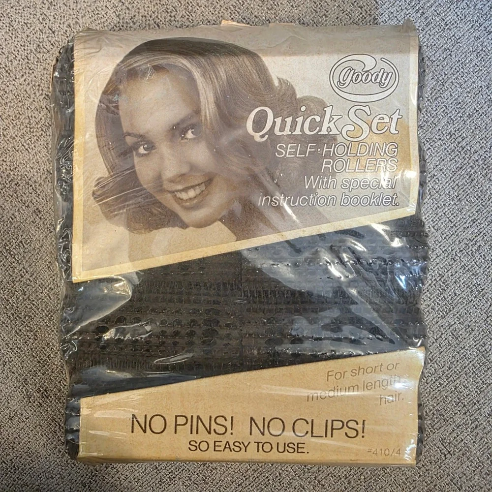 Goody Quick Set Self-Holding Hair‎ Rollers Vintage 10 jumbo No Pins No Clips New